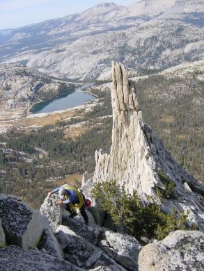 On Cathedral Peak, Eichhorn Pinnacle in the background